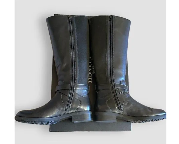 Coach Riding Boots Essex Semi Matte Leather/Stretch Black Women' SZ 6.5B 36.5 EU - Image 5