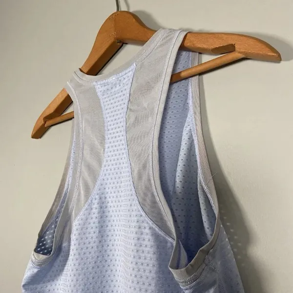 Athleta Chi Dot Mesh Workout Active Crop Tank Blue‎ size XS Sporty Athlesiure - Image 4