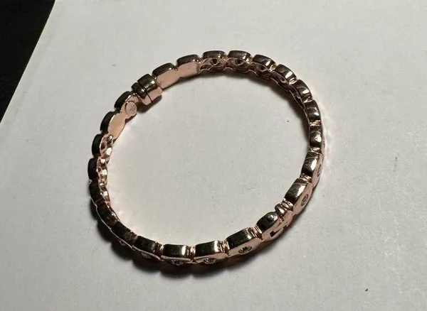 Premier Designs Rose Gold & Rhinestone Hinged Bangle Bracelet 7 Inch - Image 3