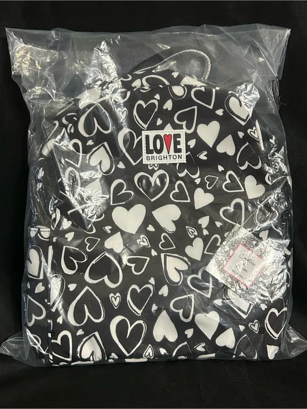 Brighton Endless Love Black & White Heart Print Backpack NWT - Image 2