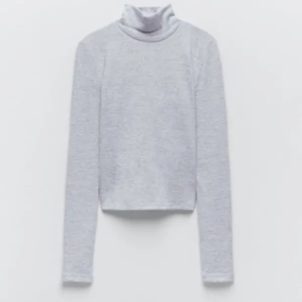 Zara light grey turtle neck cropped top - Image 3