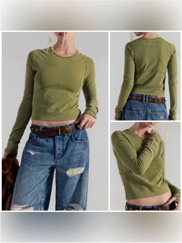 NWOT Free People We The Free Protagonist Long Sleeve - Mossy moss Green - S *IR* - Image 2