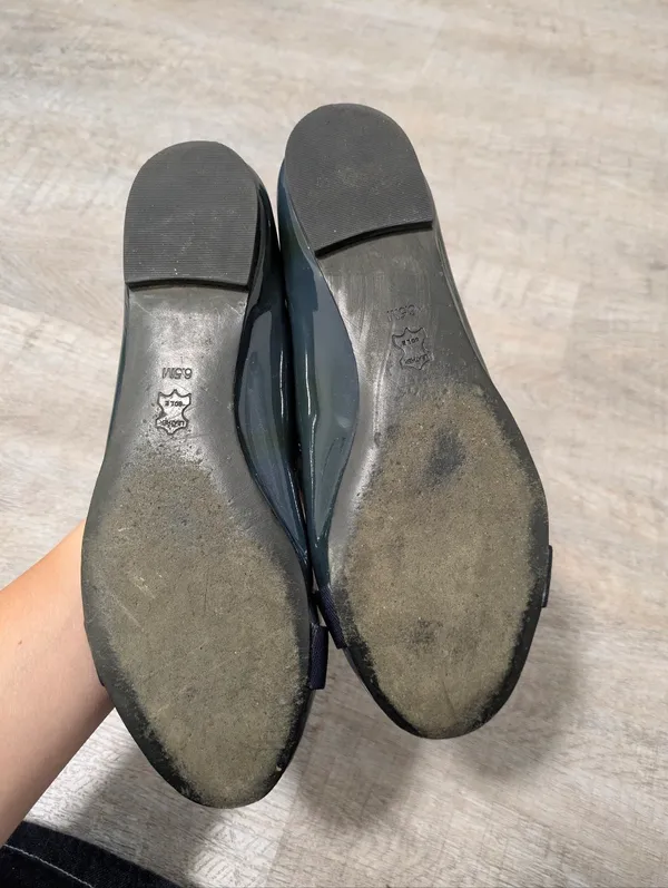 Tory Burch Navy Blue Patent Leather Trudy Ballet Flats Size 6.5 - Image 5