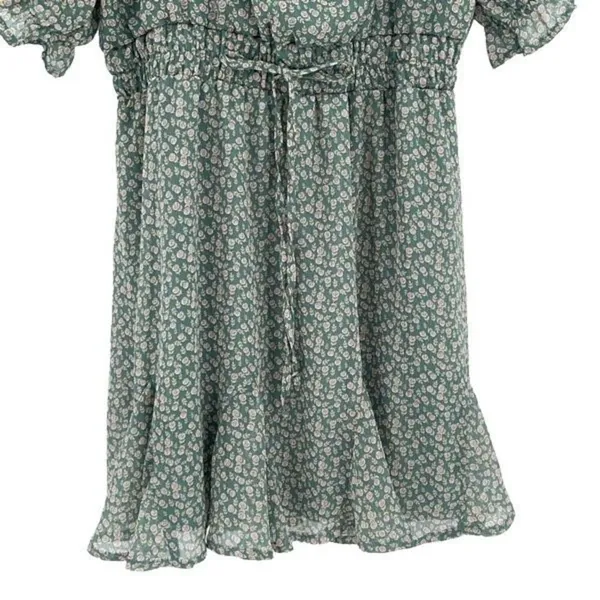 Francesca’s Mi Ami Floral Ruffle Chiffon Cottagecore Prairie Mini Dress Green Me - Image 8