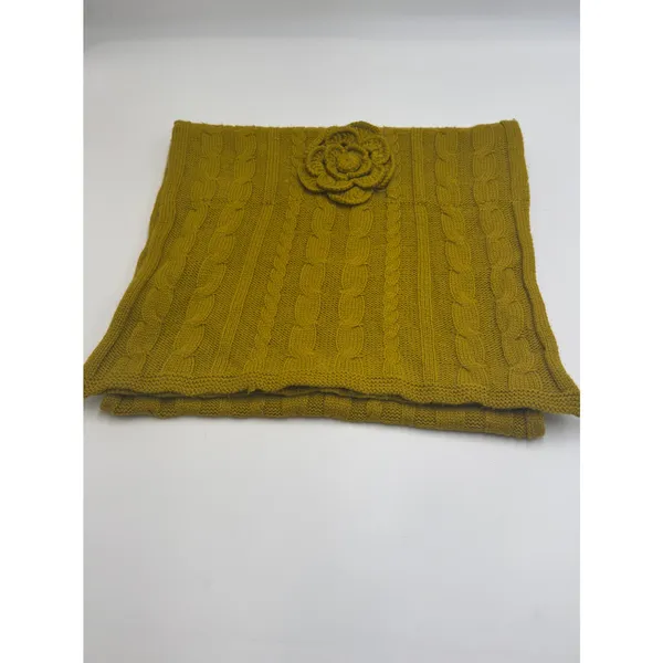 Mud Pie Scarf Womens Chartreuse Green Cable Knit Rosette Flower 60 x 18 - Image 5