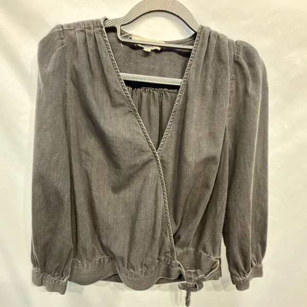 Madewell Wrap Top in Black Denim Size Small in Color Ashbury - Image 10