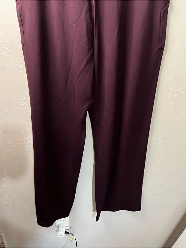 Max Studio London Wide Leg Pull On Burgundy Comfy Pants NWT M - Image 11