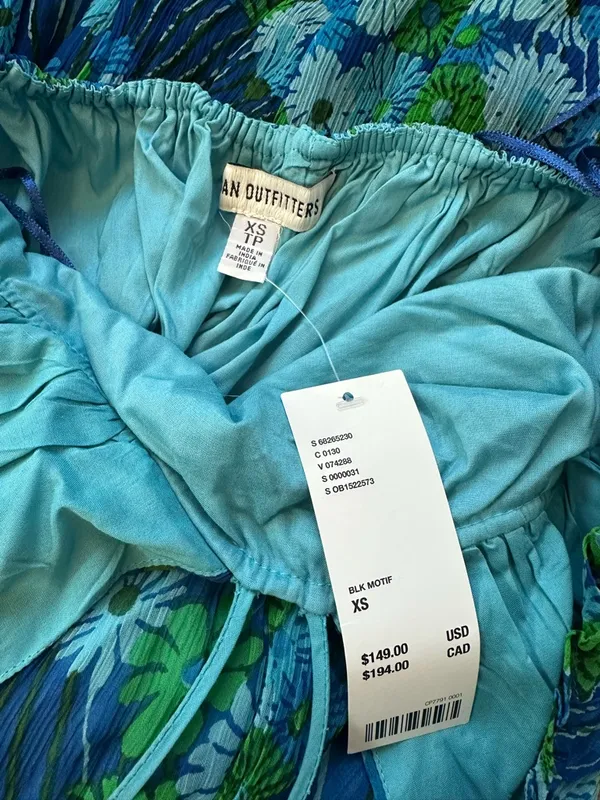 Urban Outfitters Halter Maxi Dress Blue Daisy Floral Boho Summer Party Fairy - Image 5