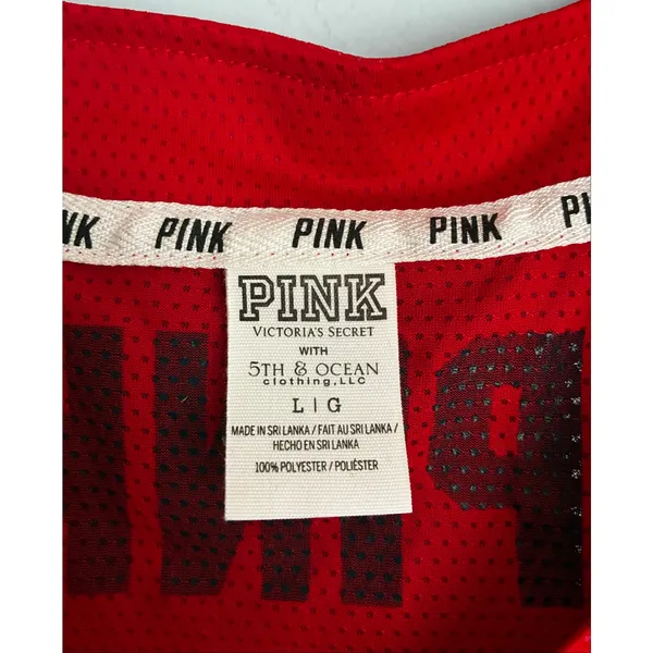 PINK Victoria's Secret Cardinals Button Up Shirt Red Blue Large - Image 2