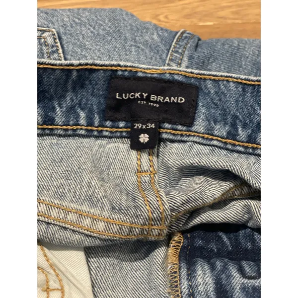 Lucky Brand Mens Medium Wash Straight Leg Distressed Jeans Size W29 L34 - Image 2
