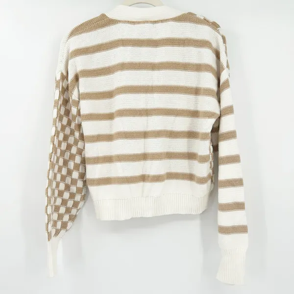 NEW Sincerely Jules Womens‎ Fall Preppy Check Striped Crop Cardigan Sweater XL - Image 7
