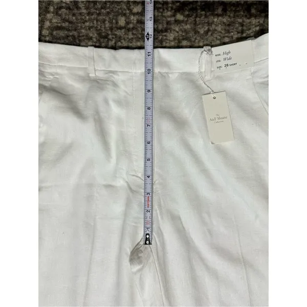 Abercrombie & Fitch NWT 28 White Wide Leg High Rise Linen Sloane Trousers Pants - Image 13