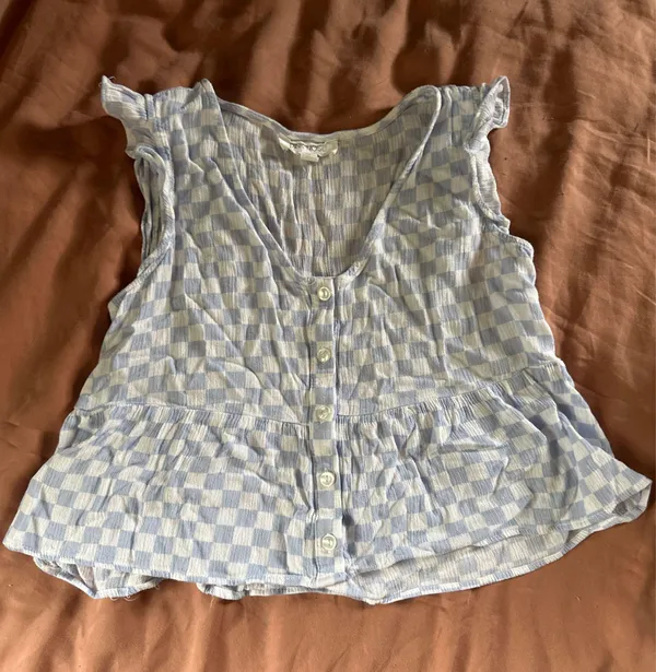 Checkered peplum top Blue - Image 2