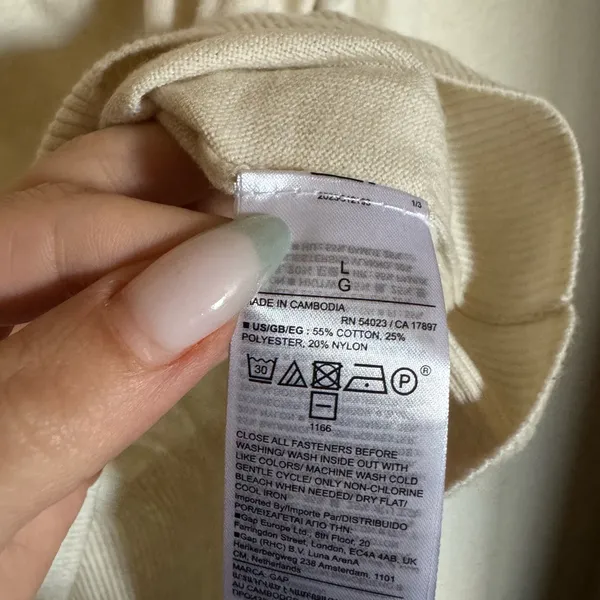 GAP Crewneck Cardigan‎ Sweater Size Large Cream NEW Office Business - Image 4