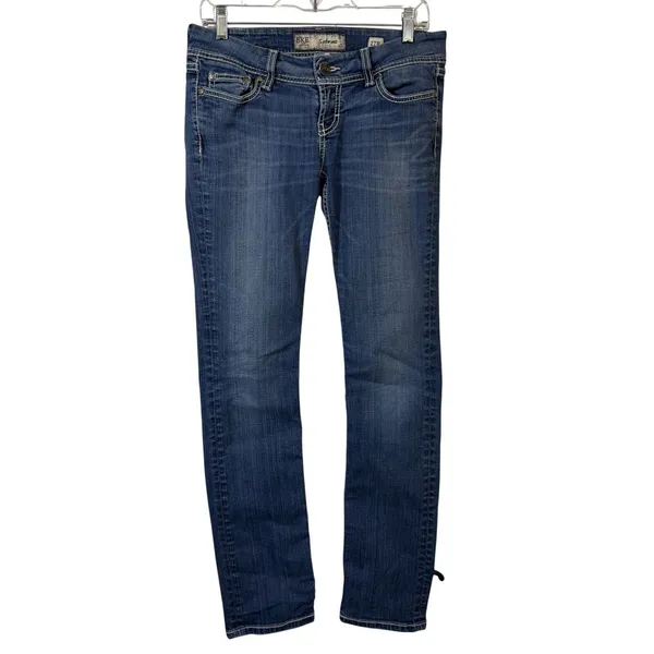 BKE Sabrina Jeans Womens 27R Blue Skinny Mid Rise Medium Wash Contrast Stitch - Image 5