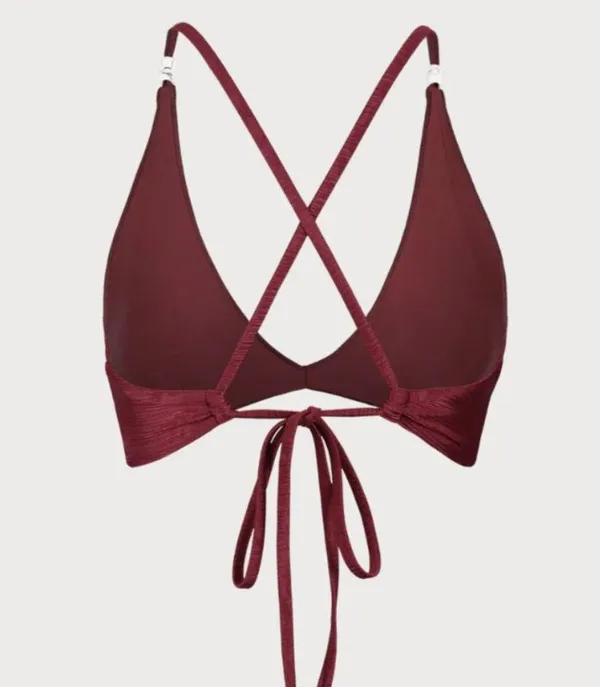 BERLOOK Burgundy Jacquard Backless Bikini Top ONLY 41 - Image 8
