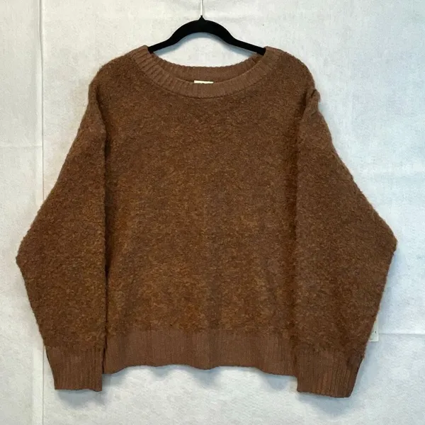 NWT a.n.a Plus Womens Crew Neck Long‎ Sleeve Pullover Sweater XXL Brown Boxy Fit - Image 4