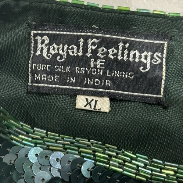 Royal Feelings Vintage Hunter Emerald Green Sequin Dress Women's‎ Size XL - Image 5