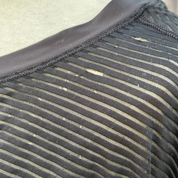 Lululemon see through Black Striped Women's Top grunge chic modern size 8 - Image 2
