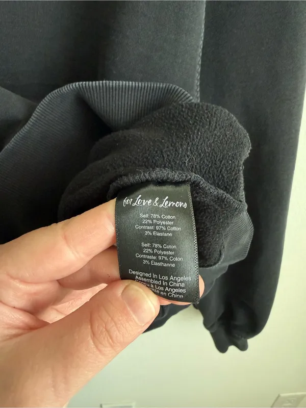 For Love & Lemons Alex Oversized Crewneck Sweatshirt Black Embroidered Medium - Image 5
