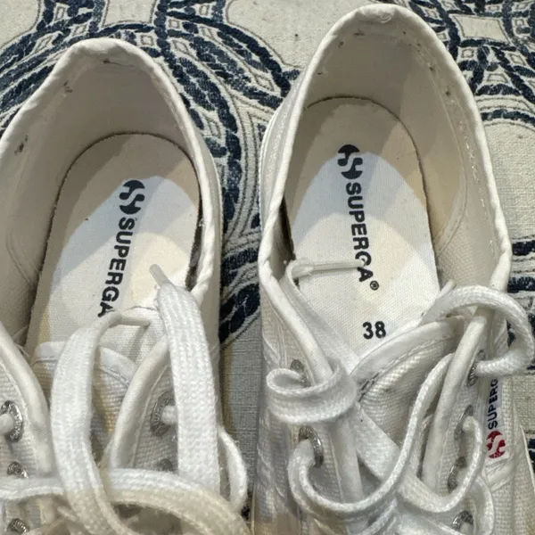 Superga 2750 Cotu White Canvas Sneakers Low Top Classic Womens 7.5 EU‎ 38 - Image 2