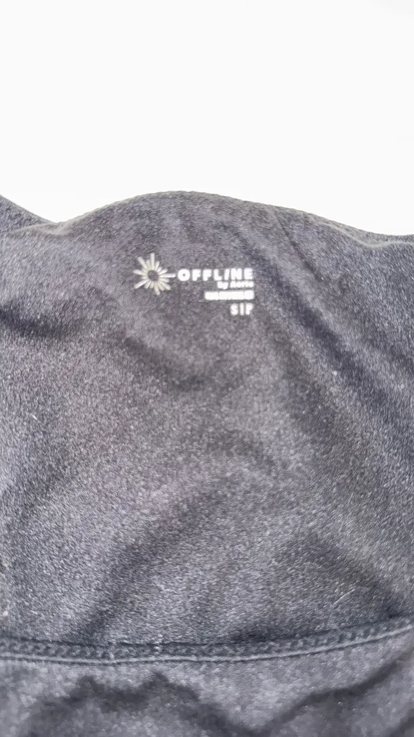 OFFLINE by Aerie Cropped Black T-Shirt w/ Built in Bra - Image 2