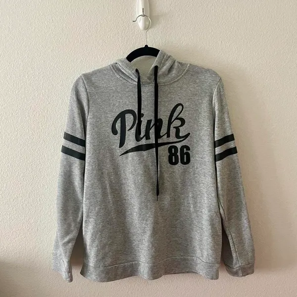 gray pullover hoodie with black graphic lettering Size XL - Image 2