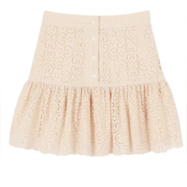 Sandro Ruffled broderie anglaise cotton mini skirt - Image 4