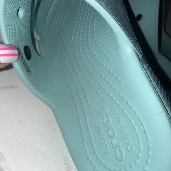 Crocs Classic Two-Strap Slide Sandals Aqua Blue Jibbitz Attached Women's 9 - Image 7