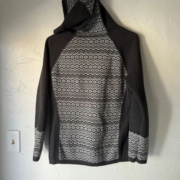 Aspen‎ Women's Charcoal Gray Fair Isle Pattern Hoodie Sweatshirt Size S Outdoor - Image 8