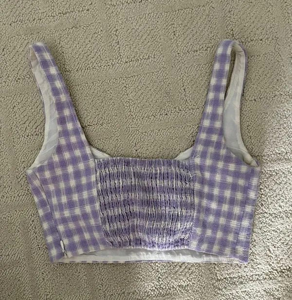 ZARA Purple And White Gingham Tank Top - Image 2