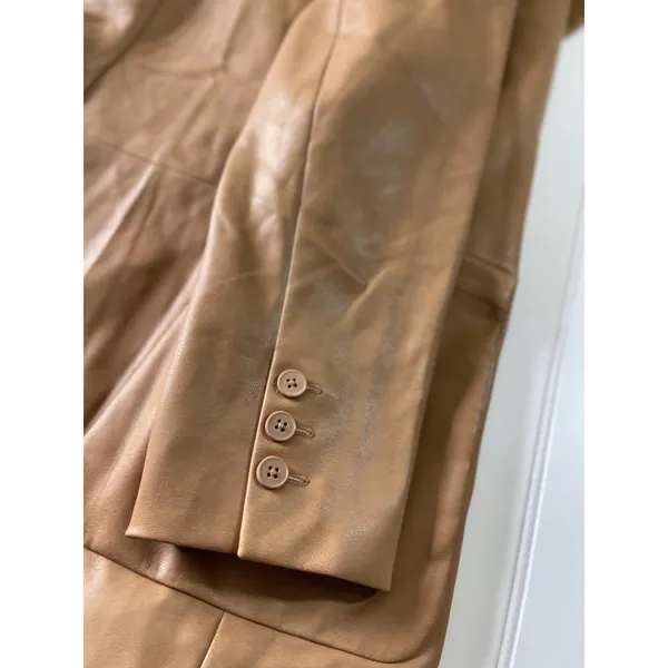 Express Camel Faux Leather Blazer Jacket Plus Size XL NWT Autumn Fall Staple - Image 11