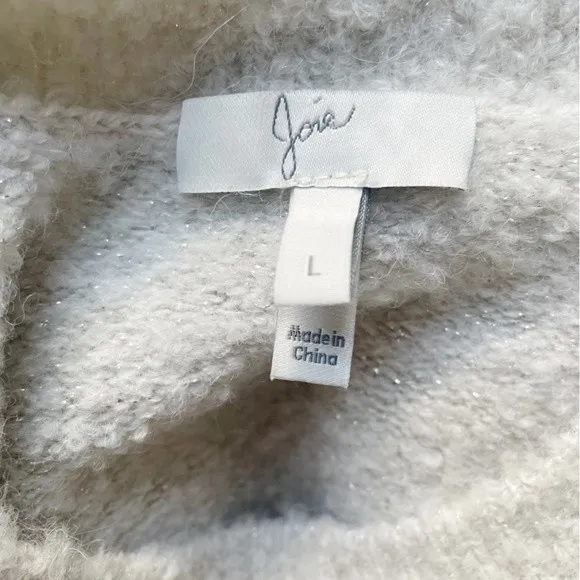 Joie Stavan Sweater Large Snow Ivory Metallic Wool Alpaca Twist Front Pullover - Image 7