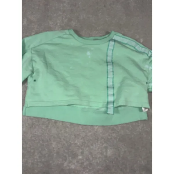 Gymshark Women's 24/7 Cropped sweater‎ mint green custom bleached small - Image 4