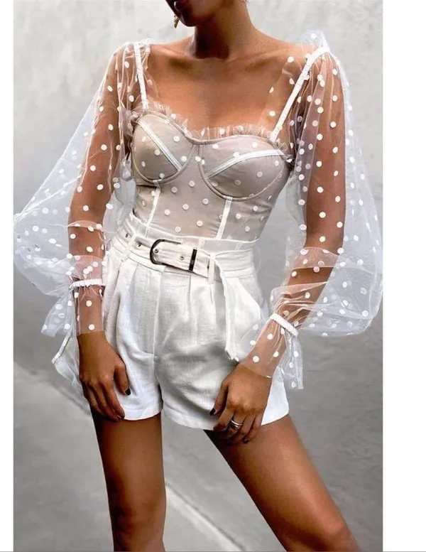 HELLO MOLLY Varinka Top In White Dot - Image 2