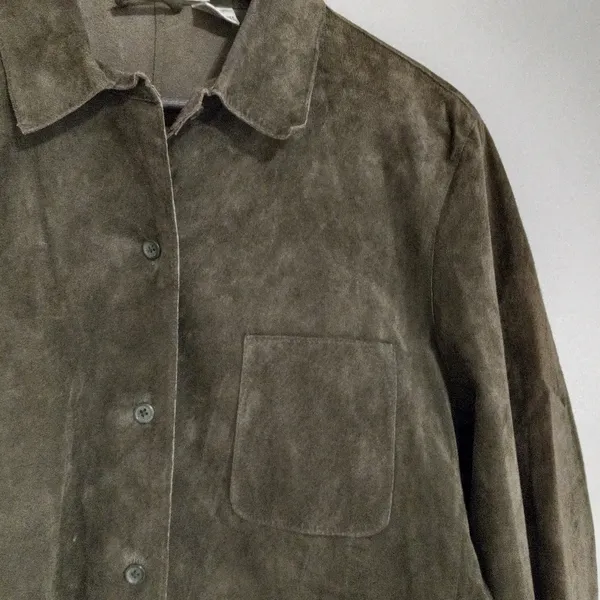 Real Clothes Saks Fifth Avenue 12 Suede Button Front Shirt - Image 8