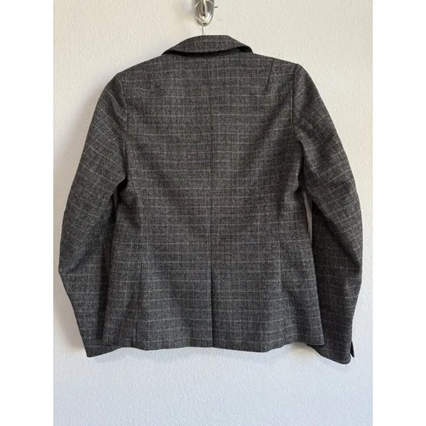 Abercrombie & Fitch Womens 0 Windowpane Single Button Blazer Gray‎ Plaid Stretch - Image 7