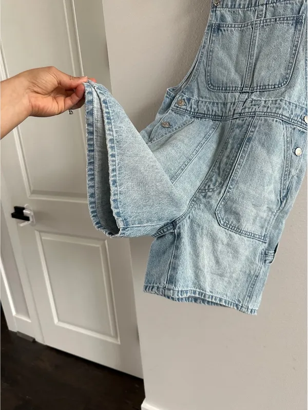 Madewell Oversize Denim Carpenter Shortalls Size Small NEW - Image 3