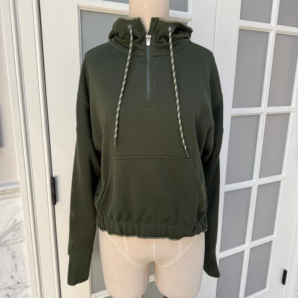 Athleta Ascend Warm-Up Green Active Yoga Running Hoodie Jacket XS - Image 3
