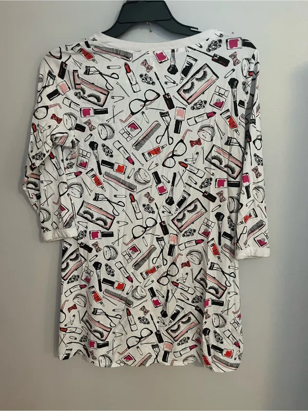 kate spade White Printed Long-Sleeve Shift Dress with Makeup Motif - Image 3