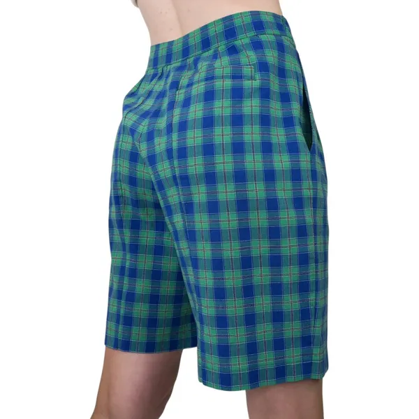 Vintage High Waisted Blue Green Plaid Shorts - Image 3