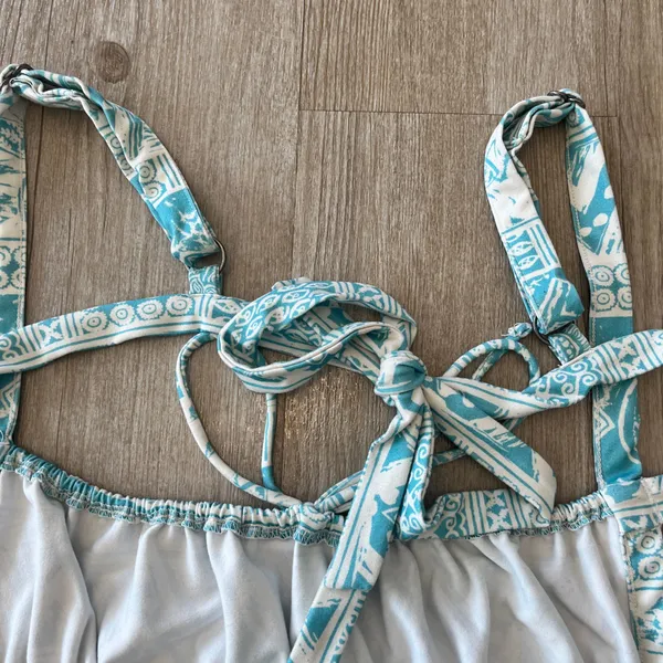 Womens Urban Outfitters Blue/White Printed Bodysuit - L - Image 5