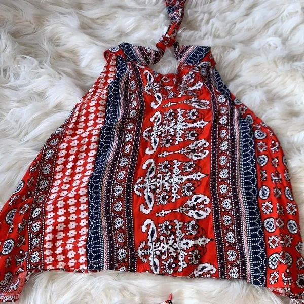 Boho Halter Neck Two Piece Top and Shorts Vintage Print Size Small - Image 10