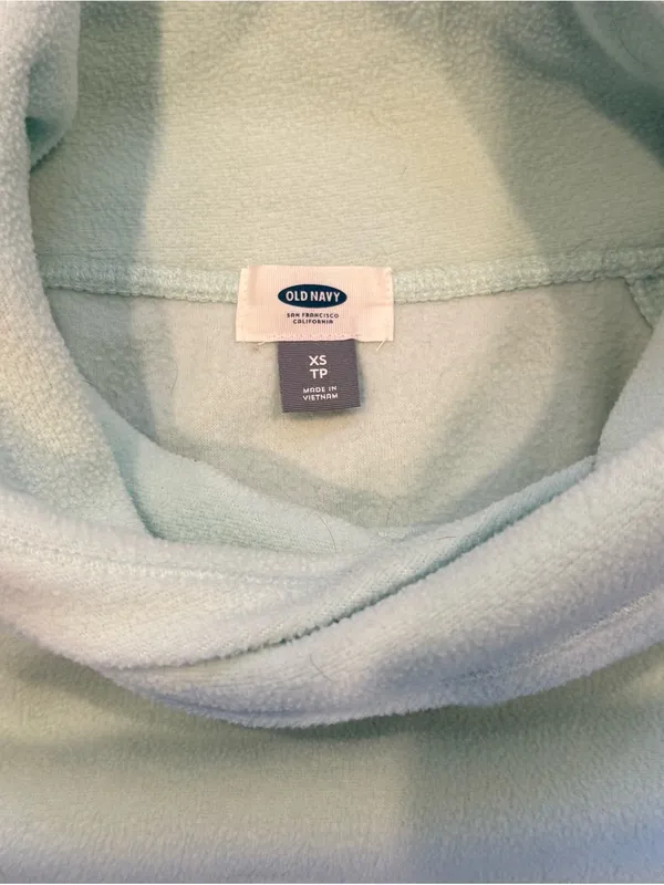 Old Navy Cowl Neck Fleece Pullover Mint Color Thumb Holes XS Warm Fall Outdoor - Image 2