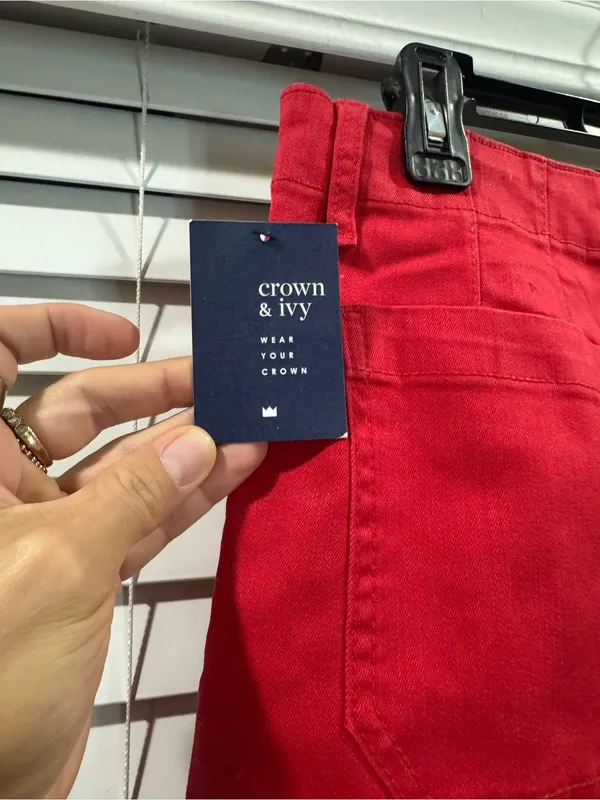 crown & ivy Red Wide-Leg Chinos - Image 4