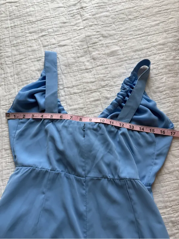 Abercrombie & Fitch Cinched Neck Slip Midi Dress Blue Medium Petite - Image 5