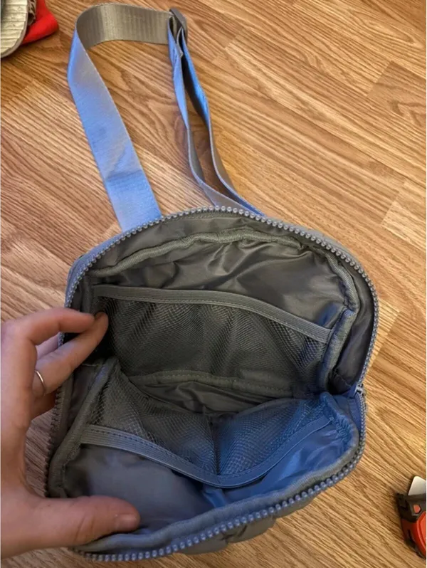 Gray Quilted Puffer Belt Bag - Image 4