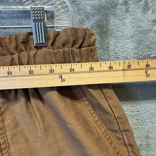 2134 | Zara High Waisted Paperbag Button Front Shorts Brown Womens L - Image 3