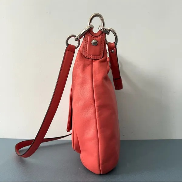 Coach Kirstin Coral Salmon Pink Leather Hobo Shoulder Bag‎ - Image 5