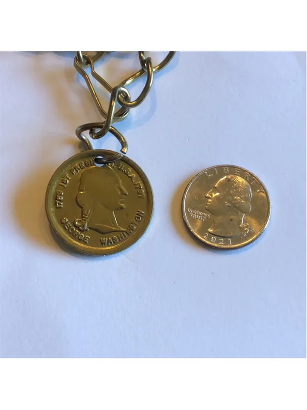 Vintage Brass George Washington Faux Coin Chain Belt - Image 5